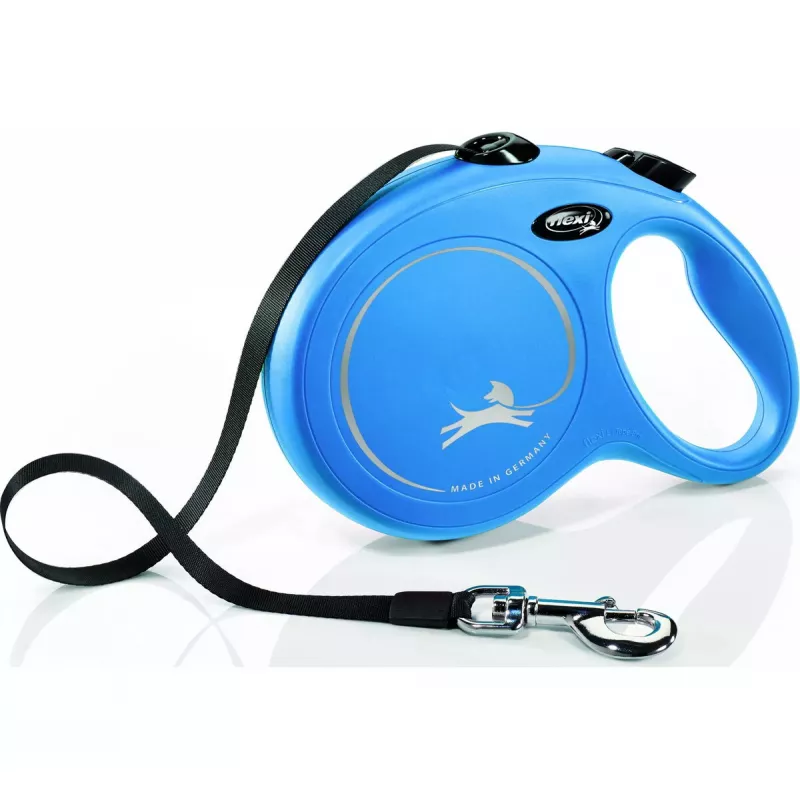 Correa retráctil Flexi New Classic 8 m — correa de cordón Flexi 8 m, azul, L, carga máx. 50 kg