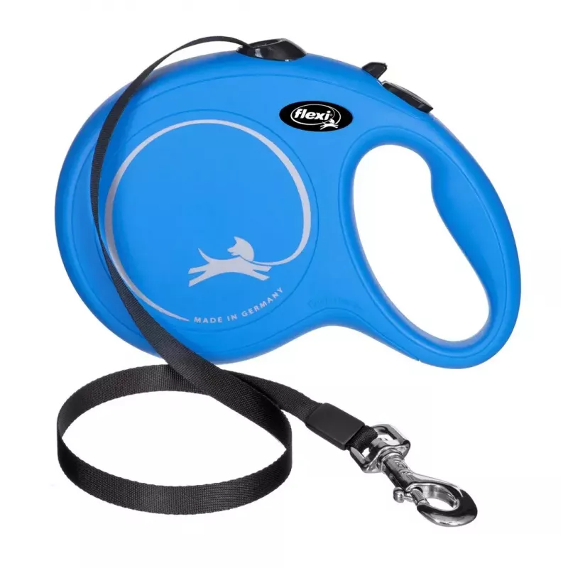 Correa retráctil Flexi New Classic 8 m — correa de cordón Flexi 8 m, azul, L, carga máx. 50 kg