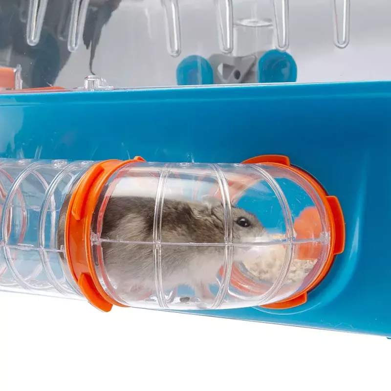 Jaula FERPLAST Combi 2 para hámster, azul transparente, B795×T295×H263 mm, tecnopolímero