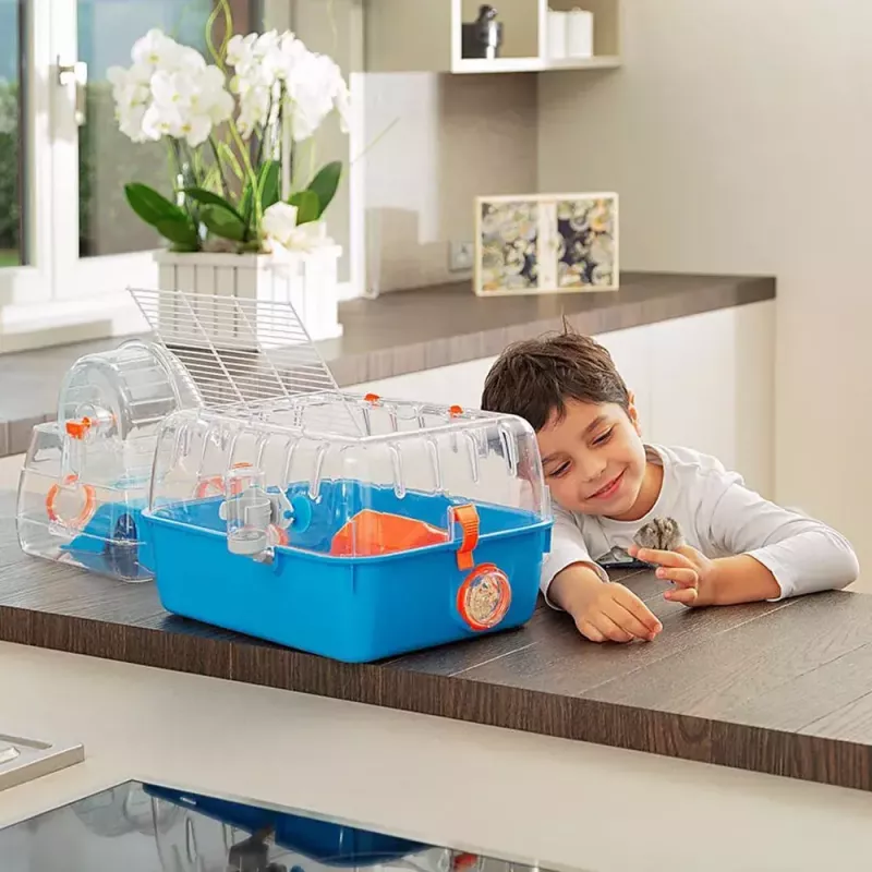 Jaula FERPLAST Combi 2 para hámster, azul transparente, B795×T295×H263 mm, tecnopolímero