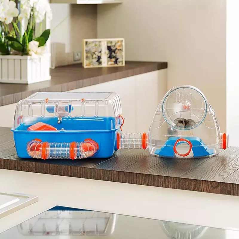 Jaula FERPLAST Combi 2 para hámster, azul transparente, B795×T295×H263 mm, tecnopolímero