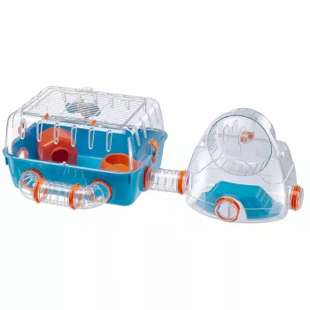 Jaula FERPLAST Combi 2 para hámster, azul transparente, B795×T295×H263 mm, tecnopolímero