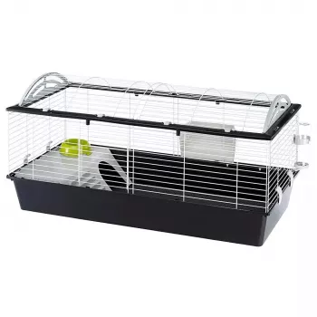 Jaula FERPLAST Casita 120 para conejos y cobayas, metal/plástico, 1190×580×600 mm, blanco/topo