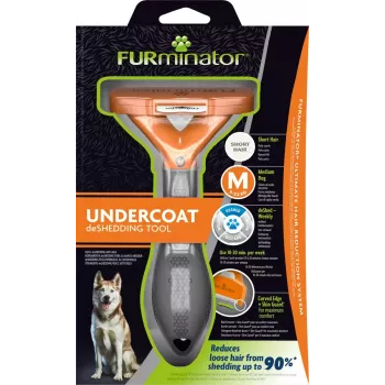 Cepillo deslanador FURminator FUR151388 para perros medianos (10–25 kg), pelo corto, gris naranja