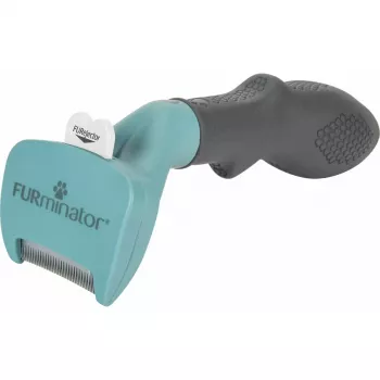 Herramienta deslanadora FURminator para gatos de pelo corto S – FUR151265, talla pequeña, verde azulado, para pelo corto, 200 g