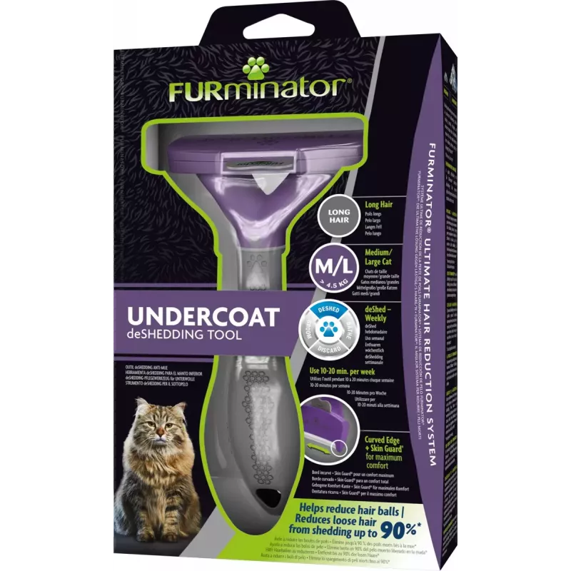 Peine deslanador FURminator FUR151357 para gatos de pelo largo (Ragdoll), negro, 270 g