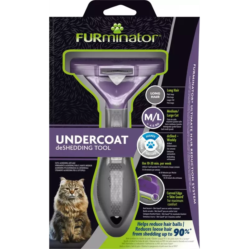 Peine deslanador FURminator FUR151357 para gatos de pelo largo (Ragdoll), negro, 270 g