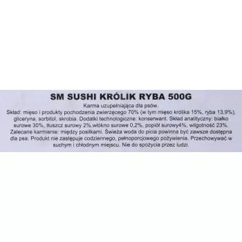 Snacks blandos para perros MACED Sushi con conejo y pescado 500 g – snacks funcionales de entrenamiento, proteína 30 %, grasa 2 %, humedad 23 %
