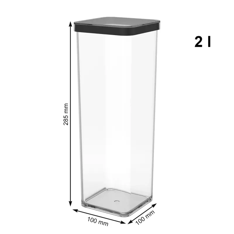 Rotho Loft 1160608080 recipiente para golosinas, 2 l, de plástico, apto para lavavajillas y congelador, negro