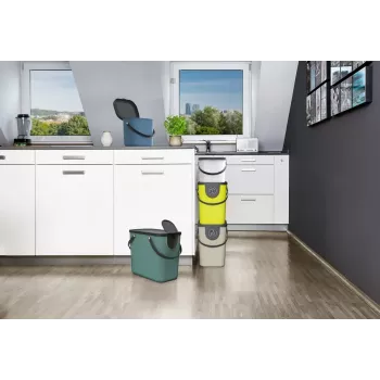 Papelera rotho Albula rectangular plástico 6 L, plástico reciclado, verde oscuro, orificio para colgar