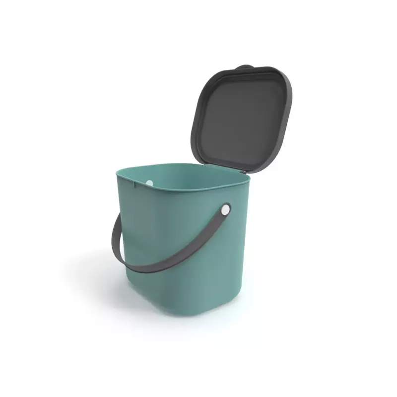 Papelera rotho Albula rectangular plástico 6 L, plástico reciclado, verde oscuro, orificio para colgar