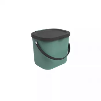 Papelera rotho Albula rectangular plástico 6 L, plástico reciclado, verde oscuro, orificio para colgar