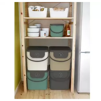 Contenedor de residuos Rotho Albula rectangular 40 L, tecnopolímero, capuchino, 400×358×340 mm, orificio para colgar