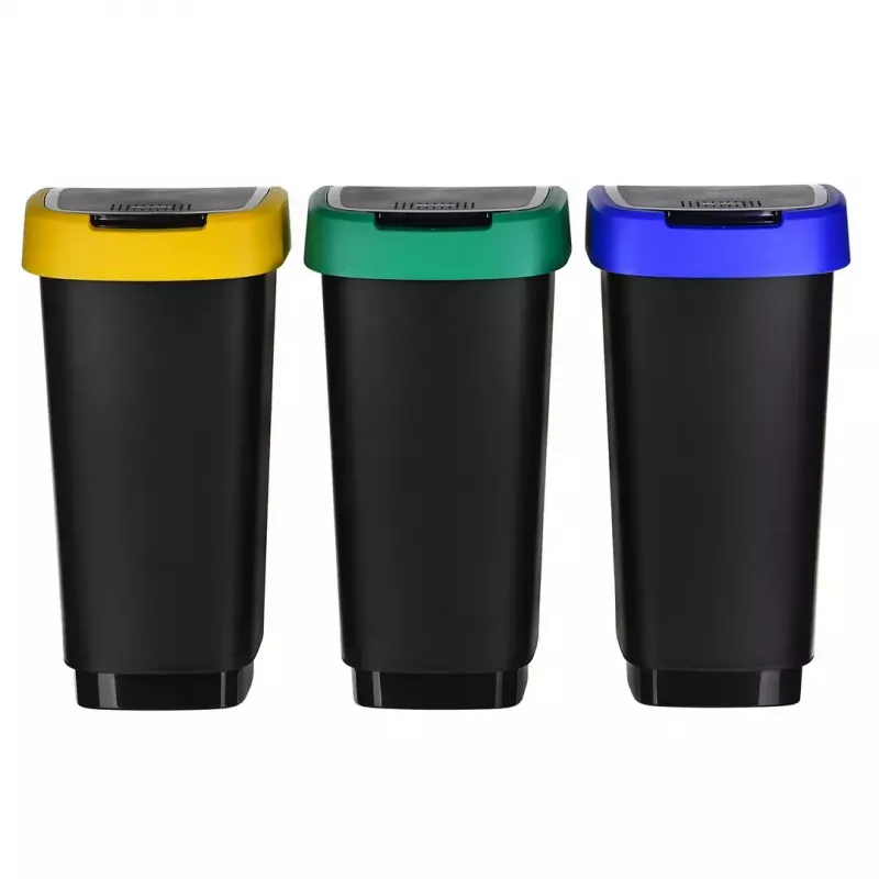 Rotho Twist 1045899999 set de cubos de basura, 3 x 25 l, plástico