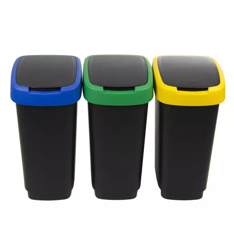 Rotho Twist 1045899999 set de cubos de basura, 3 x 25 l, plástico