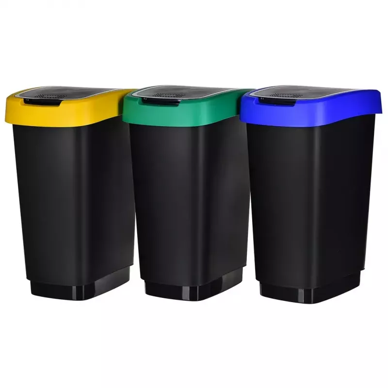 Rotho Twist 1045899999 set de cubos de basura, 3 x 25 l, plástico