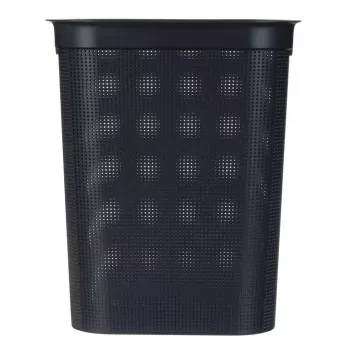 Cesto de ropa rotho Brisen 50 l recolector de ropa de plástico ventilado con tapa y orificio para colgar, negro, 340×431×529 mm