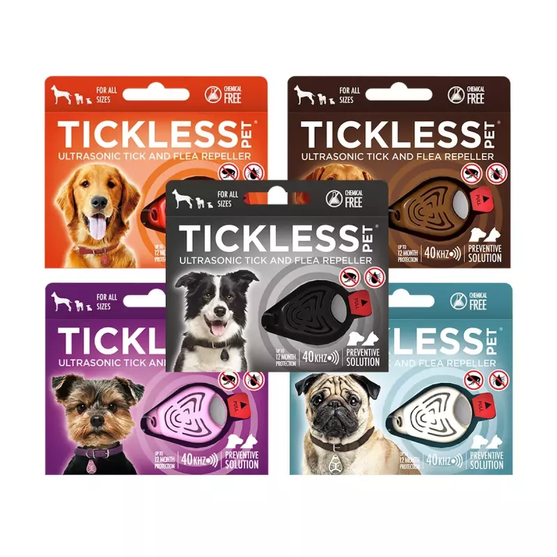 Repelente ultrasónico de garrapatas TICKLESS PET PRO-101BE para gatos y perros, beige, 18 g, alcance 1,5 m, resistente a la humedad