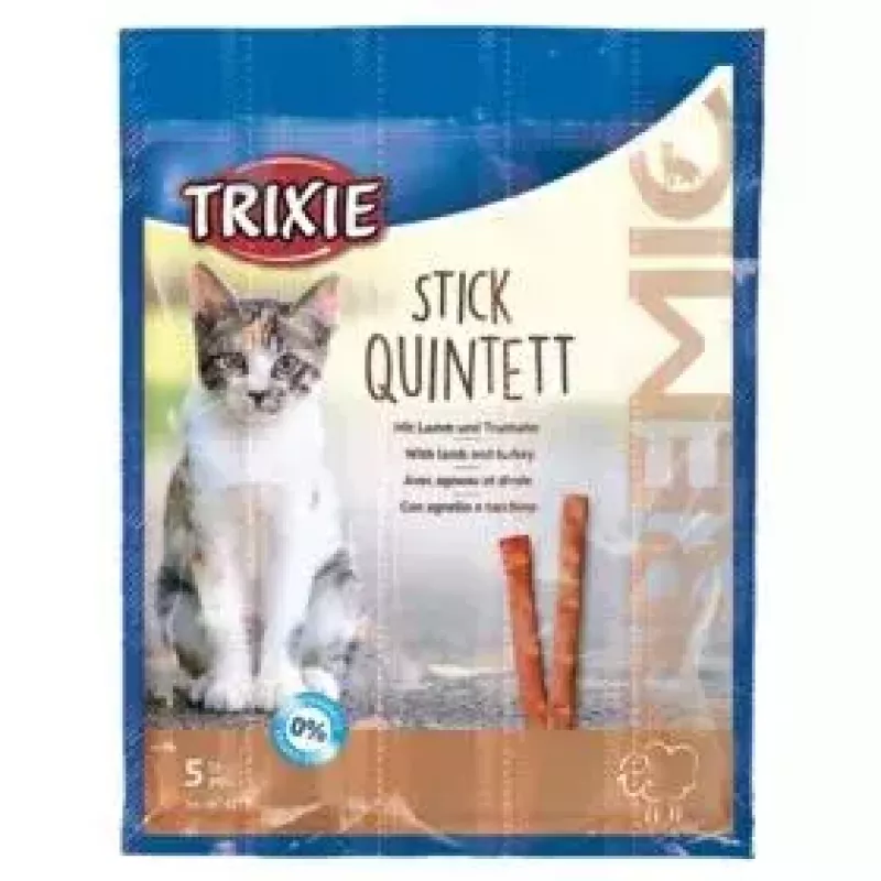 TRIXIE TX-42723 Premio Stick Quintett barritas snack para gatos, cordero y pavo, 5 x 5 g