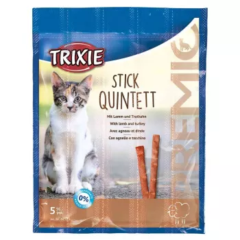 Snacks complementarios para gatos Trixie 42723, sabor pavo, bolsa 25 g, pack de 5, proteína 33,5%, grasa 20%