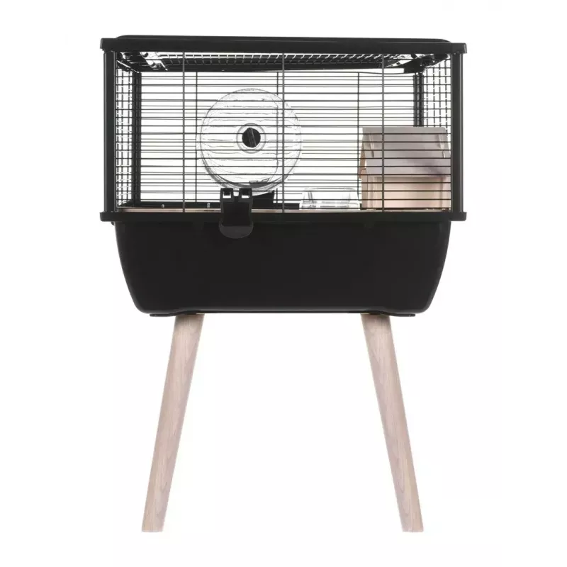 Jaula para roedores ZOLUX Neo Nigha small H36 negra, madera, B780×T360×H480 mm, rueda incluida