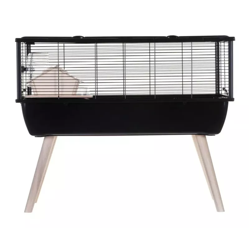 Jaula para roedores ZOLUX Neo Nigha small H36 negra, madera, B780×T360×H480 mm, rueda incluida