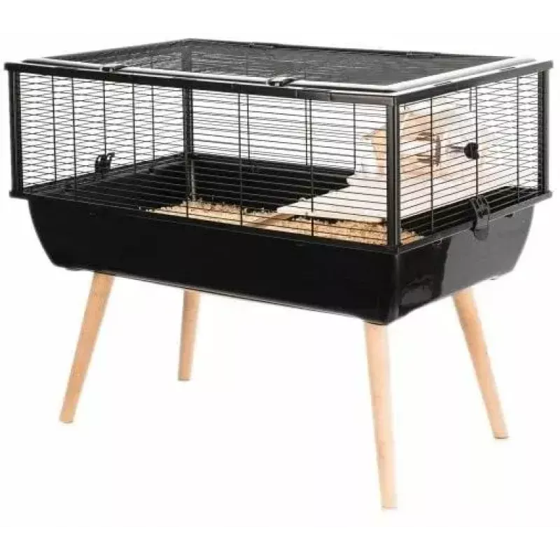 Jaula para roedores ZOLUX Neo Nigha small H36 negra, madera, B780×T360×H480 mm, rueda incluida