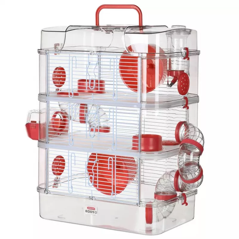 ZOLUX Rody3 Trio jaula para hámsteres, roja