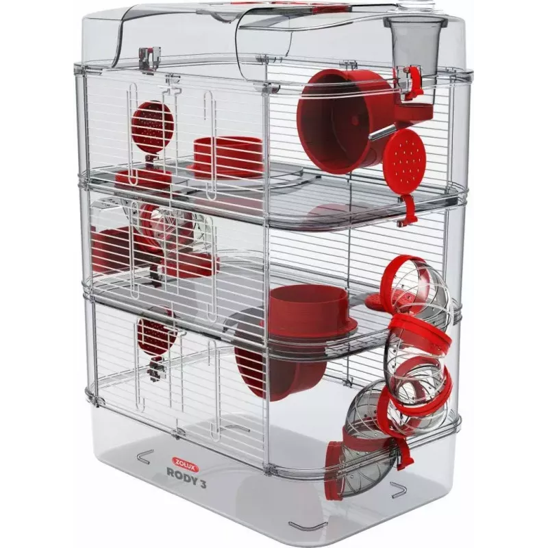 ZOLUX Rody3 Trio jaula para hámsteres, roja