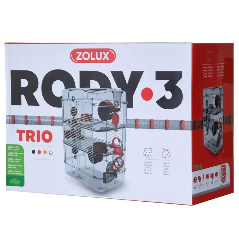ZOLUX Rody3 Trio jaula para hámsteres, roja