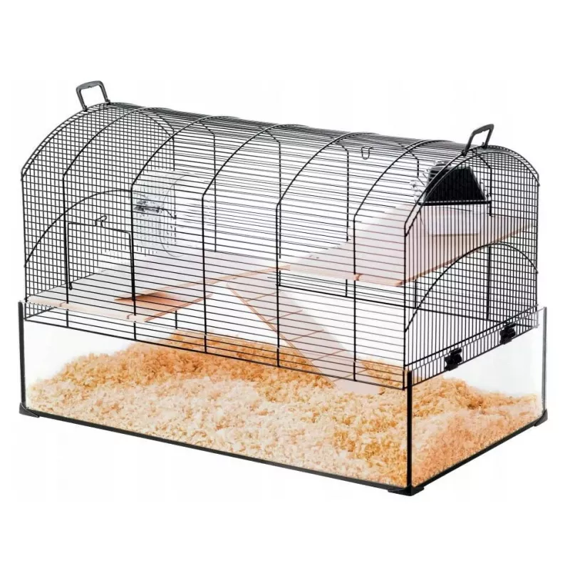 Jaula para roedores ZOLUX NeoPanas XL con cubeta de vidrio, negra, 710×410×490 mm