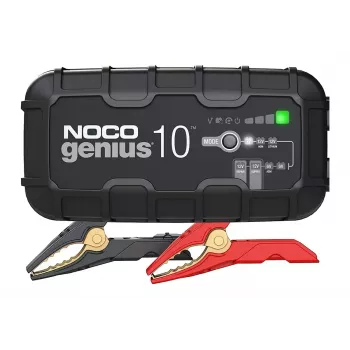 Cargador de batería NOCO GENIUS10 EU 10 A para baterías de 6V y 12V — mantenimiento y desulfatación, 150 W, Li-Ion/AGM/Gel, resistente al agua IPX