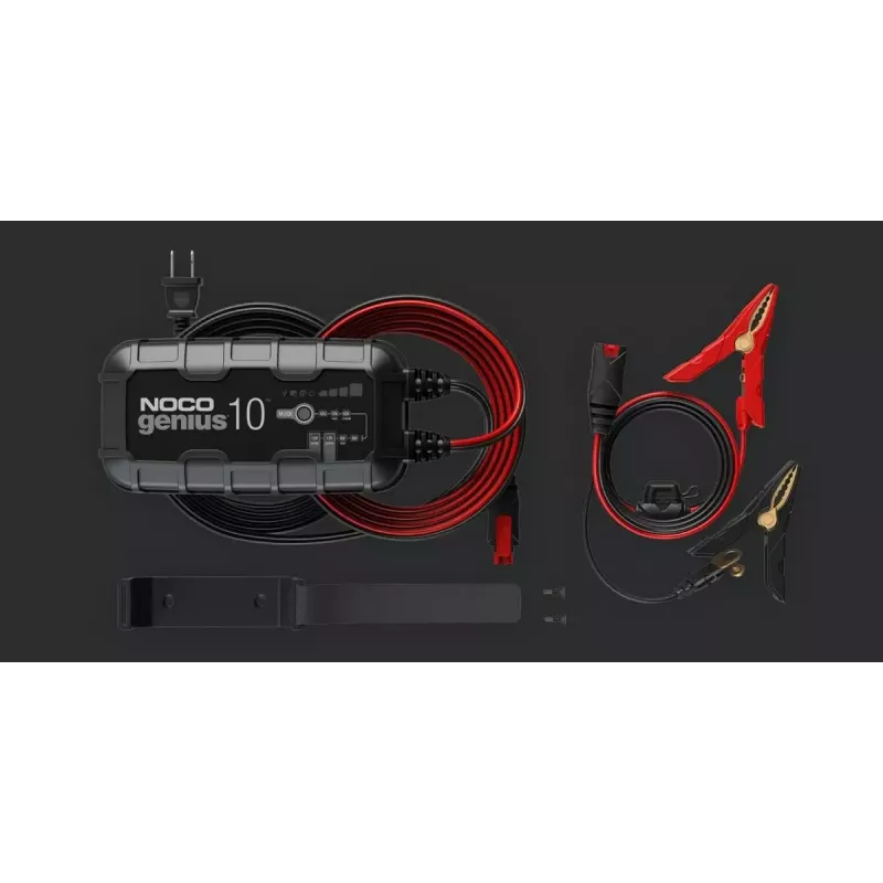 Cargador de batería NOCO GENIUS10 EU 10 A para baterías de 6V y 12V — mantenimiento y desulfatación, 150 W, Li-Ion/AGM/Gel, resistente al agua IPX
