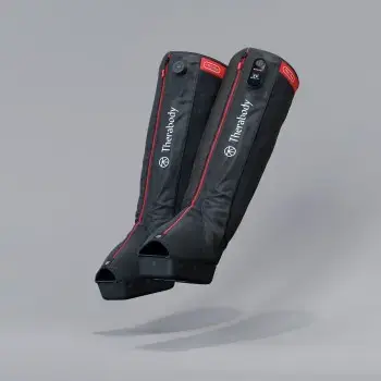 Botas de compresión Therabody Recovery Air Jetboots Pro Plus — pierna completa, regular, neumático 20–100 mmHg, vibración, LCD, recargable