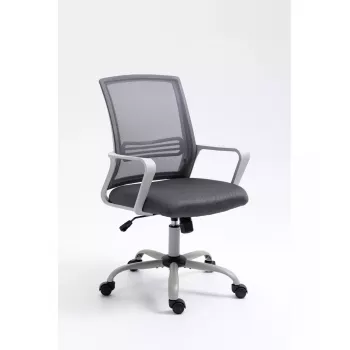 Silla giratoria ActiveJet YK01 — asiento acolchado de tela, respaldo de malla, gris, altura ajustable 46–56 cm