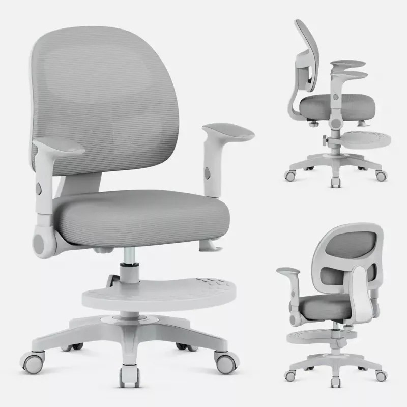Silla giratoria mark adler Junior 5.0 — respaldo ergonómico de malla, asiento de espuma, altura ajustable 42–54 cm, gris