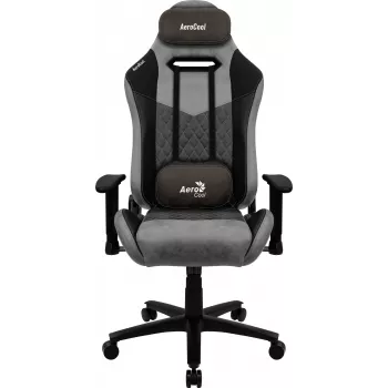 Silla gaming AEROCOOL DUKE AeroSuede negra/gris – reposabrazos 2D, mecanismo mariposa, peso máximo de usuario 150 kg