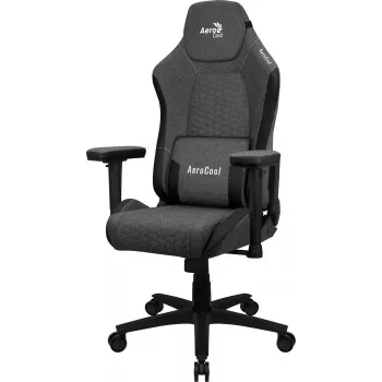 Silla gaming universal AEROCOOL CROWNASHBK — asiento y respaldo acolchados negros, reposabrazos 2D, pistón de gas clase 4, peso máximo 150 kg