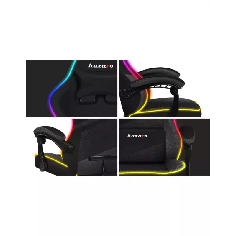 Huzaro Force 4.4 RGB silla gaming, tela, carga máxima 130 kg, altura 125 cm, negro