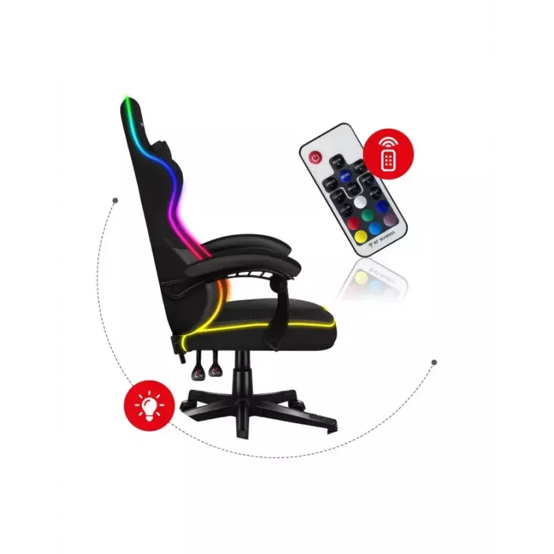 Huzaro Force 4.4 RGB silla gaming, tela, carga máxima 130 kg, altura 125 cm, negro