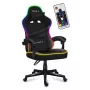 Silla gaming Huzaro FORCE 4.4 RGB negra — asiento envolvente acolchado en tejido, máx. 130 kg, respaldo ajustable, altura 115–125 cm, iluminación RGB