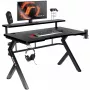 Escritorio gaming Huzaro Hero 5.0 negro — estructura recta de aluminio, tablero de fibra de carbono 1200×600 mm