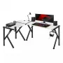 Escritorio gaming esquinero Huzaro Hero 6.3 blanco en forma de L con tablero de fibra de carbono 1540×1170×740 mm