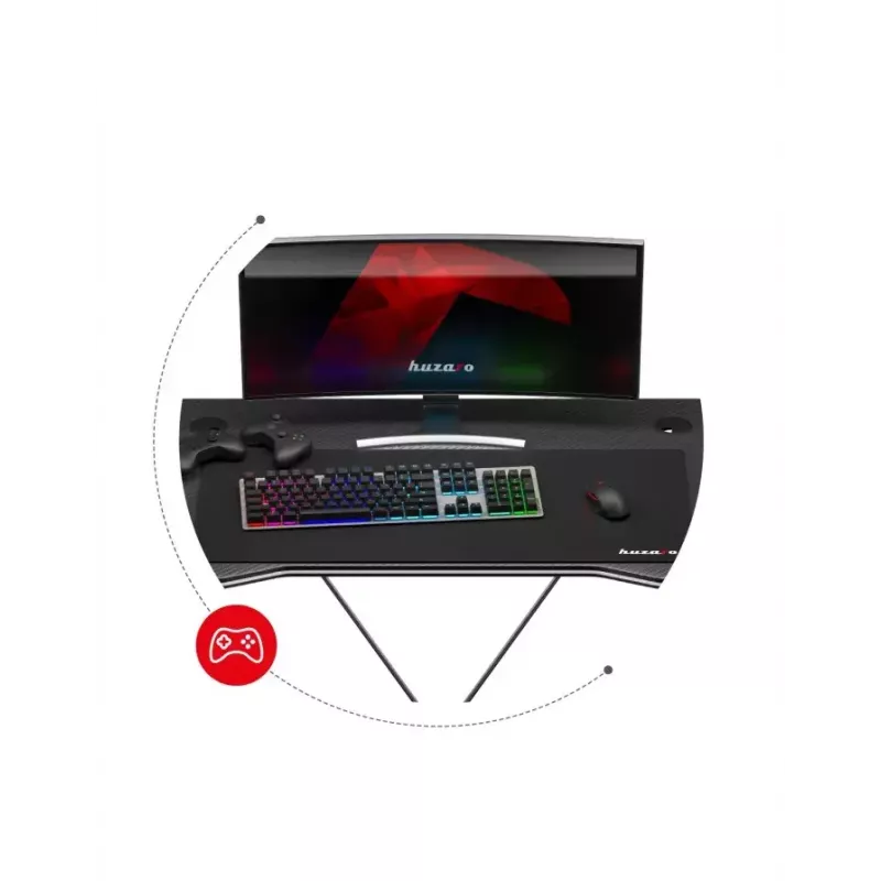 Mesa gaming Huzaro Hero 1.4 negra, tablero MDF rectangular recto 1000x500x750 mm