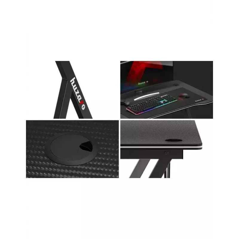 Mesa gaming Huzaro Hero 1.4 negra, tablero MDF rectangular recto 1000x500x750 mm