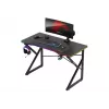 Mesa gaming Huzaro Hero 1.7 RGB negra — escritorio ergonómico recto 1200x600 mm, 750 mm de altura, LED, portavasos, soporte para auriculares