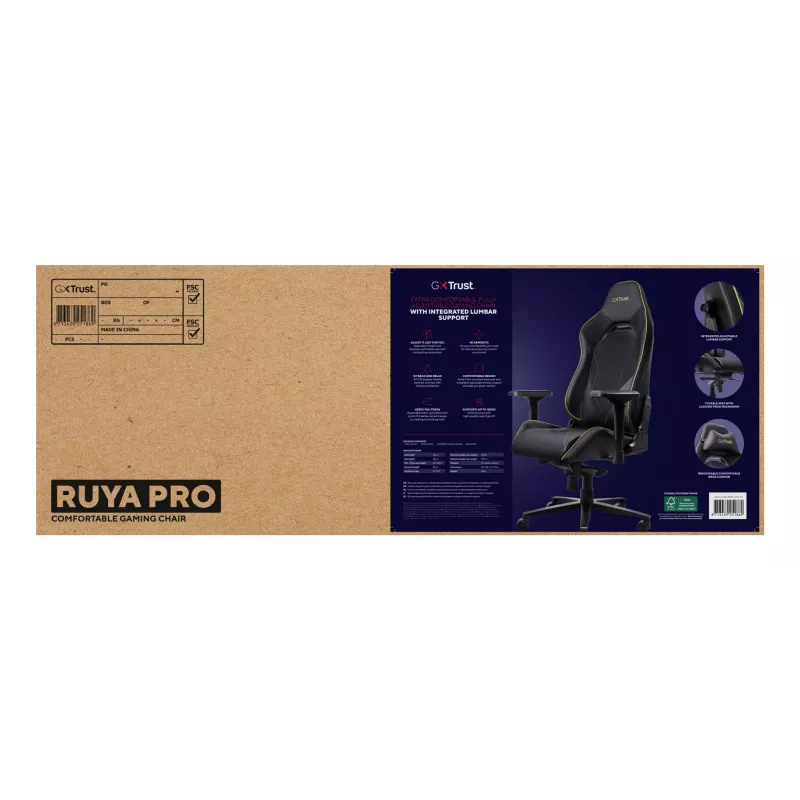 Silla gaming universal Trust GXT 721 Ruya Pro, negra