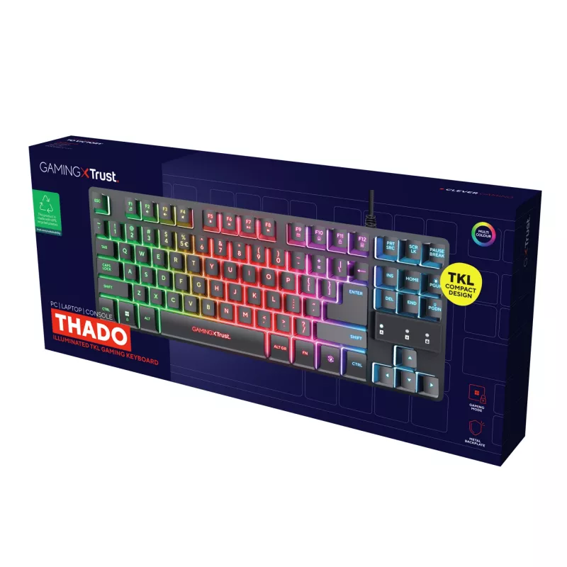 Teclado gaming Trust GXT 833 Thado USB neerlandés negro, plateado