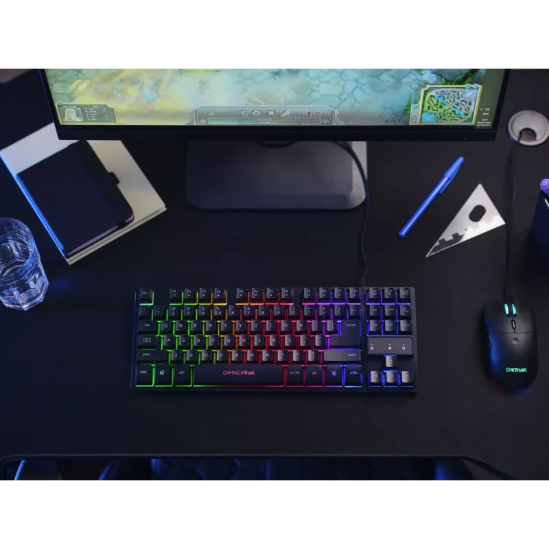 Teclado gaming Trust GXT 833 Thado USB neerlandés negro, plateado