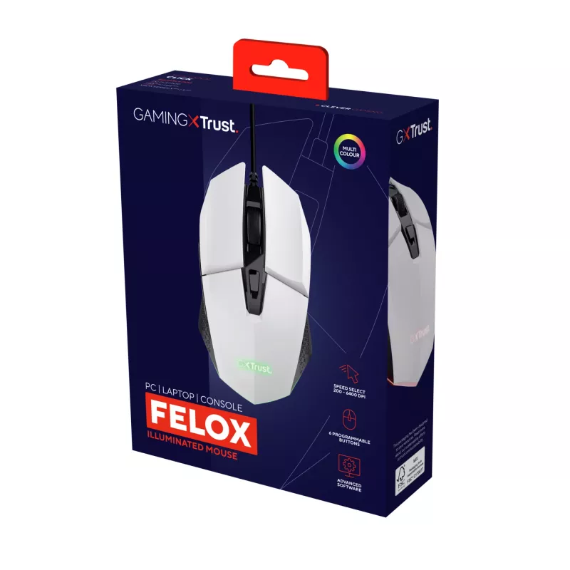 Ratón gaming Trust GXT 109W Felox diestro USB Type-A óptico 6400 DPI